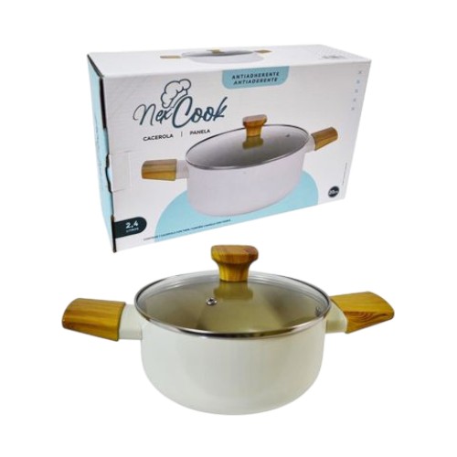 CACEROLA ANTIADHERENTE ASAS DE MADERA 20CM X 9CM