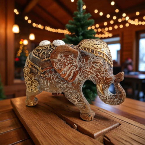 ELEFANTE CON DETALLES DORADOS 727V 11M