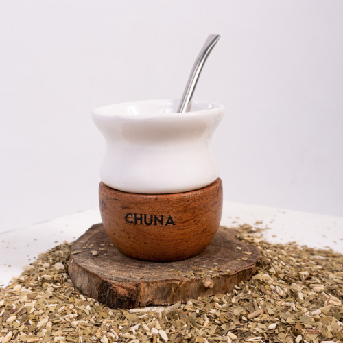 MATE ARTEMISA CERAMICA Y MADERA BLANCO CHUNA