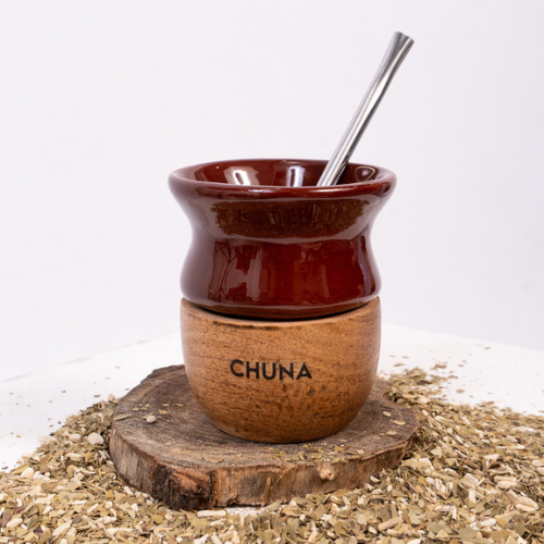 MATE ARTEMISA CERAMICA Y MADERA TERRACOTA CHUNA
