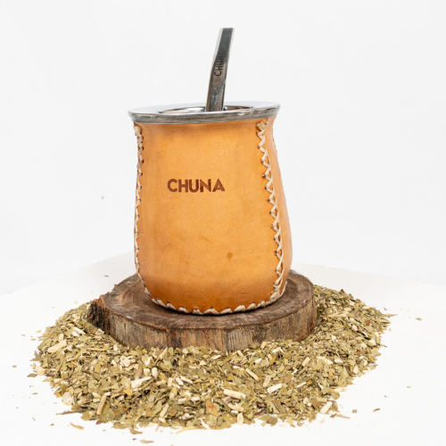 MATE CERES CUERO Y ACERO INOXIDABLE MARRON CLARO CHUNA
