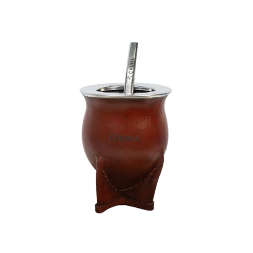 MATE HADES XL ACERO INOXIDABLE Y CUERO MARRÓN CHUNA