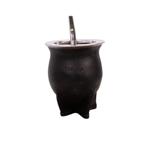 MATE HADES XL ACERO INOXIDABLE Y CUERO NEGRO CHUNA