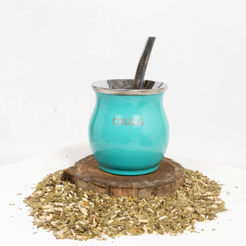 MATE MEDUSA ACERO INOXIDABLE CELESTE CHUNA