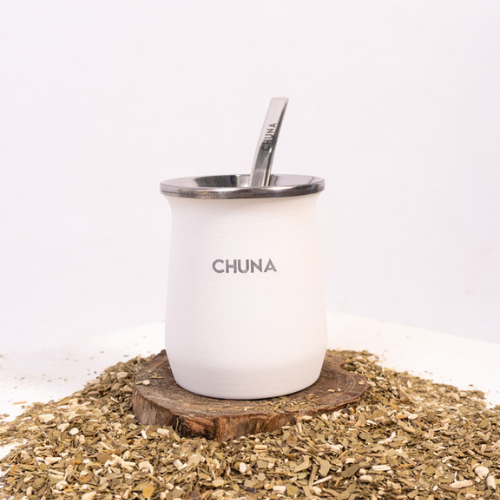 MATE OLIMPO ACERO INOXIDABLE BLANCO CHUNA CHUNA