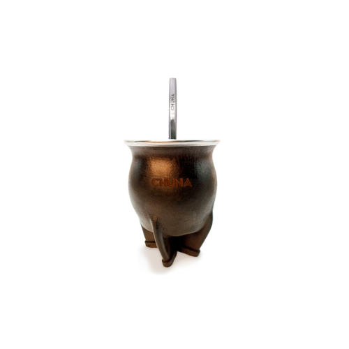 MATE TRITON ACERO INOXIDABLE Y CUERO NEGRO CHUNA
