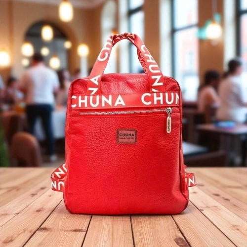 MOCHILA BOLSO POPEYA ECOCUERO ROJO CHUNA