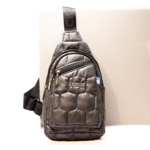 RIÑONERA MILÁN HEXÁGONOS CUERINA GRIS CHUNA