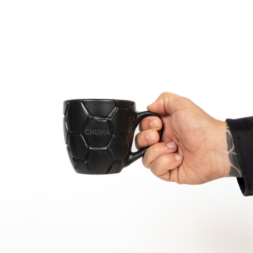 TAZA CERAMICA HEXAGONOS NEGRO CHUNA