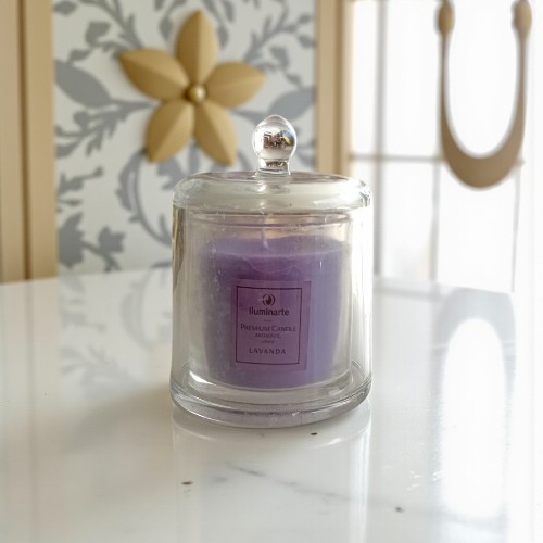 VELA CON CAMPANA AROMATICA DE CRISTAL 075E LAVANDA