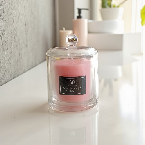 VELA CON CAMPANA AROMATICA DE CRISTAL 075E ROSA