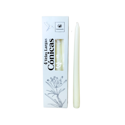 VELAS LARGAS CONICAS 134T BLANCO CAJA X 4U