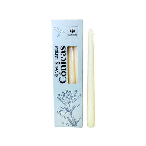 VELAS LARGAS CONICAS 134T NATURAL CAJA X 4U