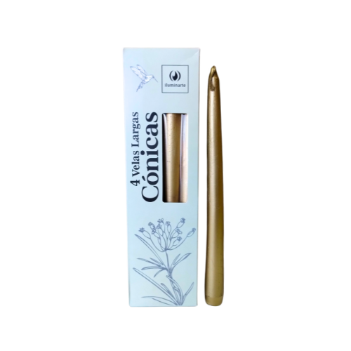 VELAS LARGAS CONICAS 134U ORO CAJA X 4U