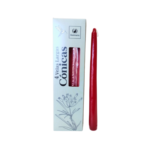 VELAS LARGAS CONICAS 134T ROJO CAJA X 4U