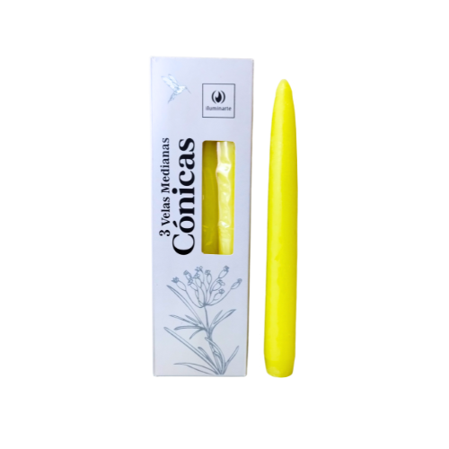 VELAS MEDIANAS CONICAS 134QB AMARILLO CAJA X 3U