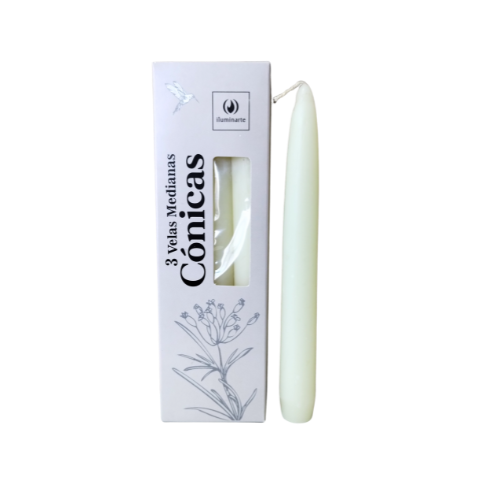 VELAS MEDIANAS CONICAS 134QB BLANCO CAJA X 3U