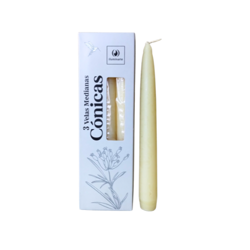 VELAS MEDIANAS CONICAS 134QB NATURAL CAJA X 3U
