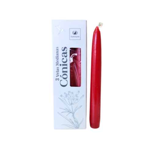 VELAS MEDIANAS CONICAS 134QB ROJO CAJA X 3U