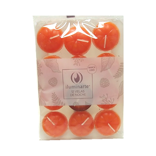 VELAS DE NOCHE 004JB NARANJA X 12U