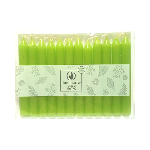 VELAS FINITAS VERDE MANZANA X 12 UNI